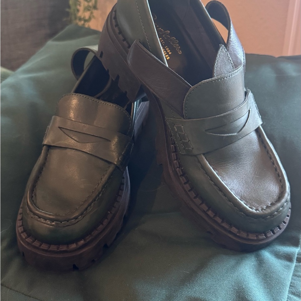 Seychelles Olive Leather Loafers